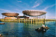 The platform over the lake of Neuchatel for the Swiss Expo.02.  It was about the size of two football fields.  The large gas-filled plastic roof structures were designed to be reminiscent of 